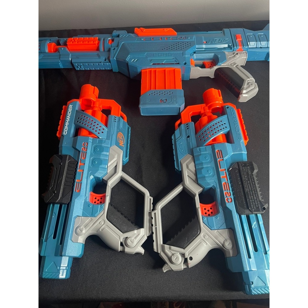 Nerf‎ Elite 2.0 Blaster Lot Echo CS-10 and 2 Commander RD-6 Teal Orange Toy Guns